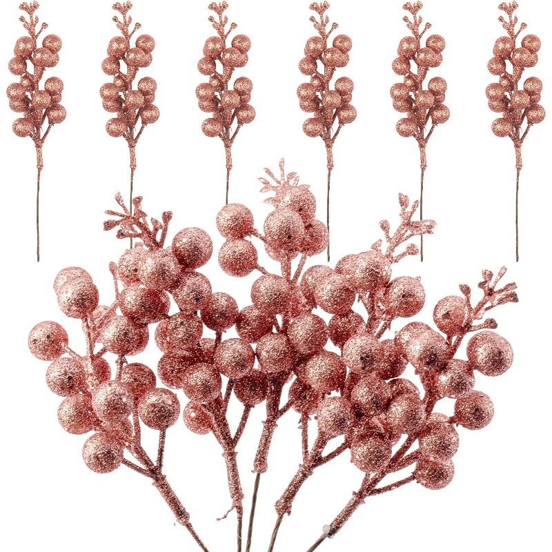  16 Pieces Artificial Glitter Berries Stems, 9Inch Winter  Christmas Picks Berry Sprays Twig Glitter Holly Berry Branches for Xmas  Tree Fillers Ornaments, Wreath, Crafts, Home Holiday Decor (White) : Home 