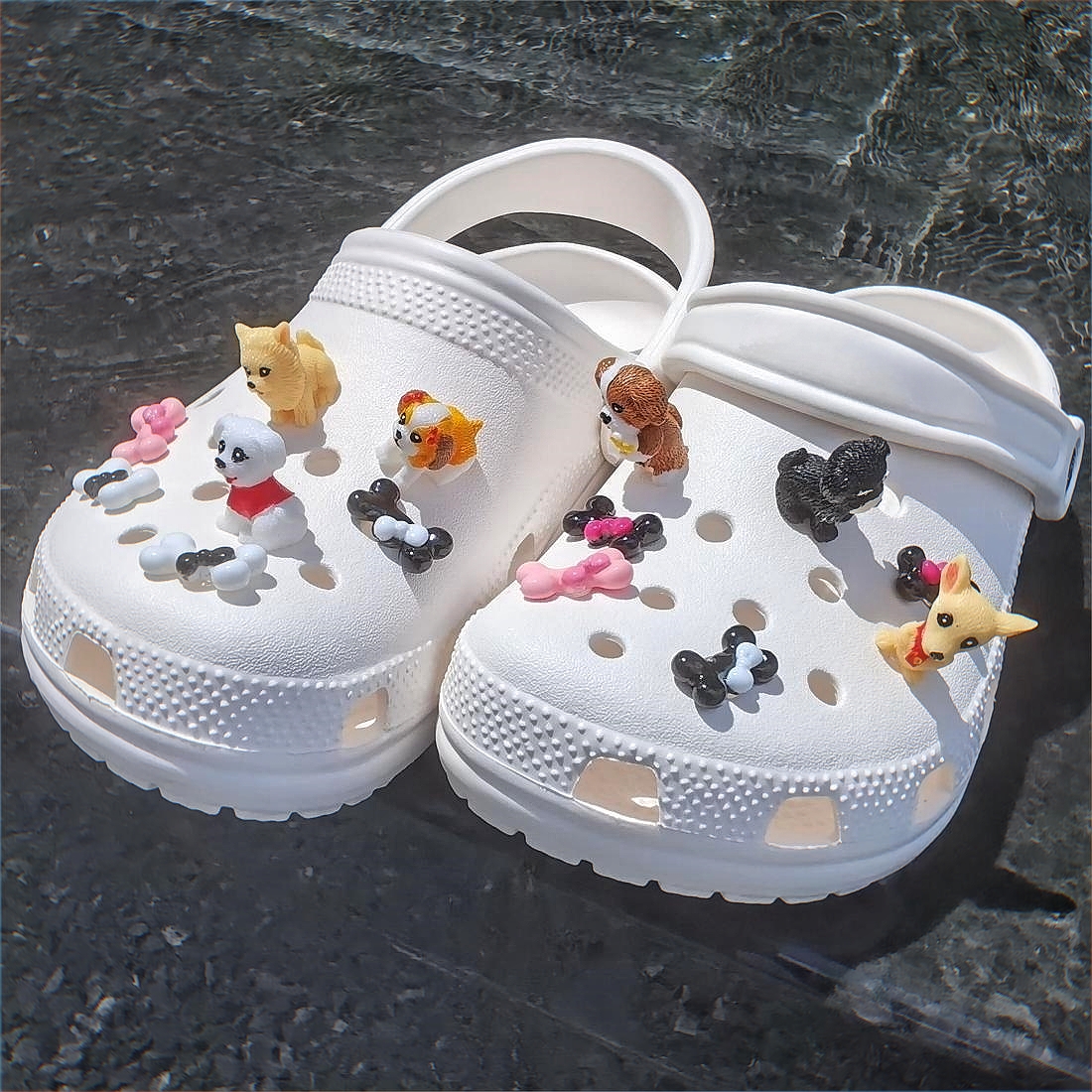 12pcs/set Glitter Love Bear Novelty Cute Shoe Croc Charms PVC Shoe