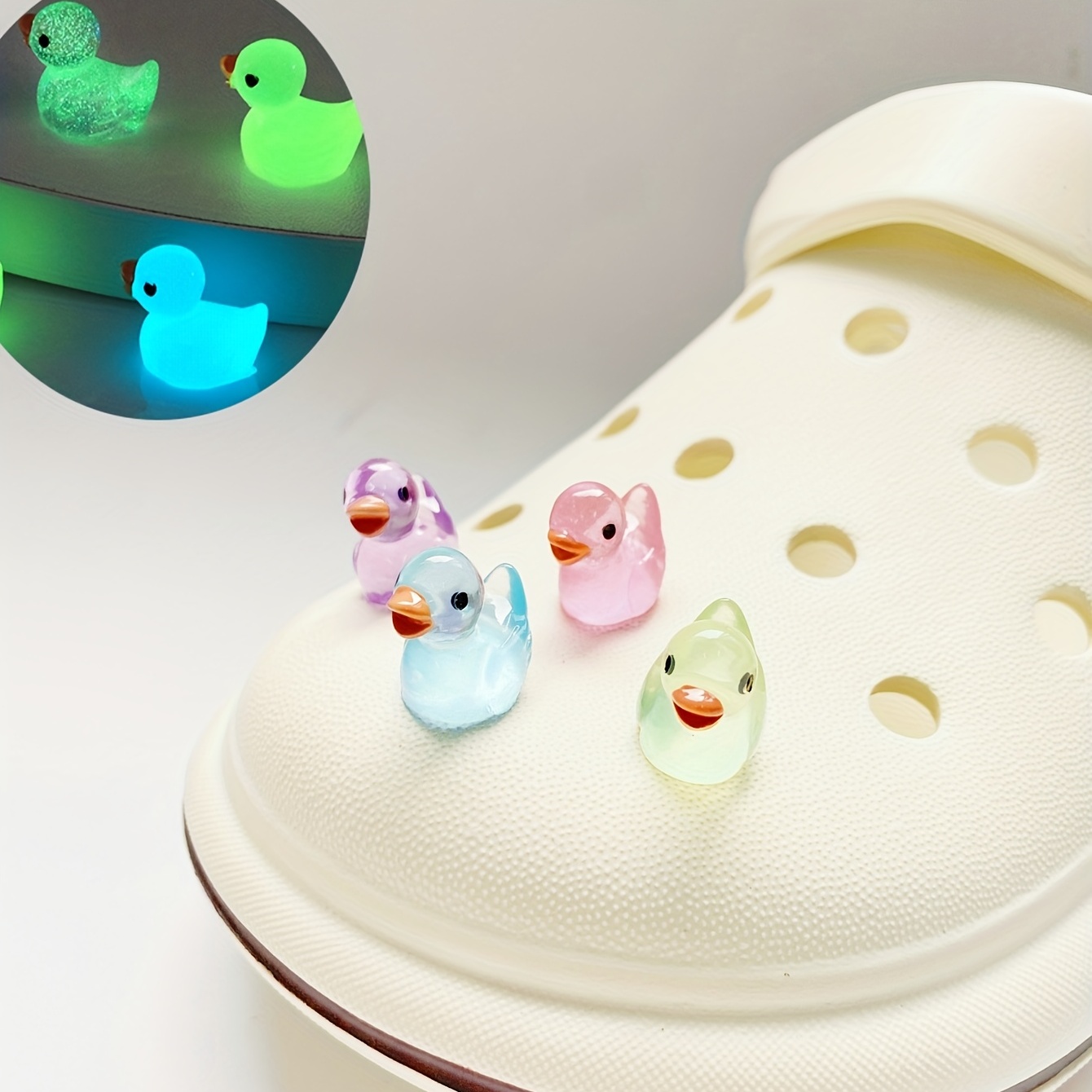 14PCS Duck Gibits for Crocs, 3D Duck Croc charms 2PCS Glow in The Dark Big  Duck + 12PCS Rubber Ducks Pin Funny Charms for Teens Adult Birthday