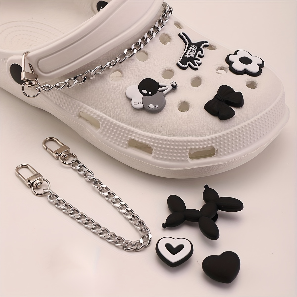 Punk Clog Charms Set of 6 with chain, Lion Head Cool Accessories Shoe  Charms Shoe Decoration Gift For Women Men Girl Boy Diy Charm