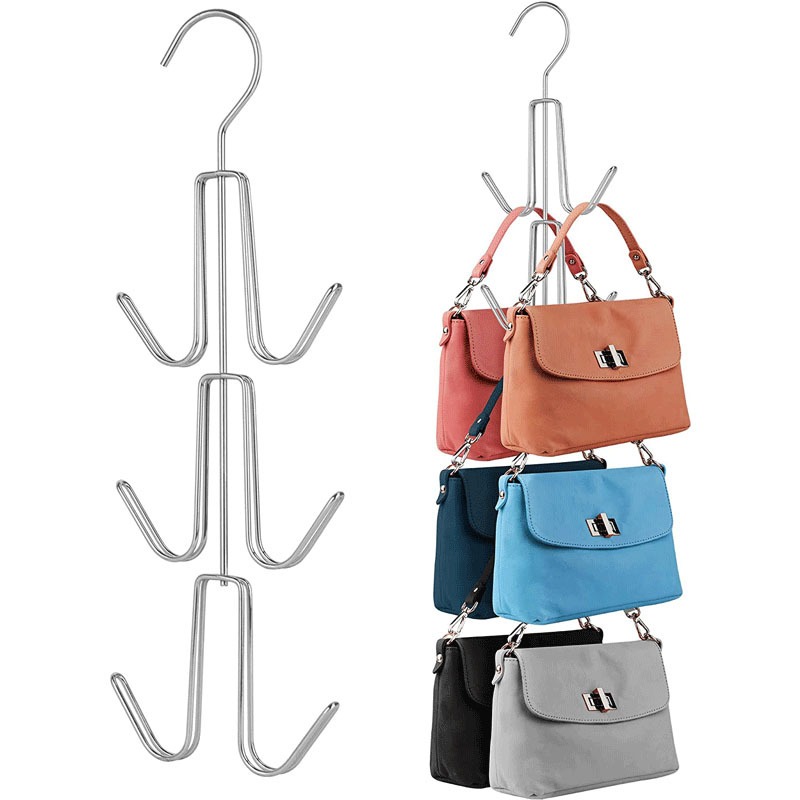 5pcs Bag Hanger, Purse Hanger Closet, Purse Hooks For Closet, Handbag  Hanger, White & Grey Storage Organizer For Backpacks, Clothes Or Handbag