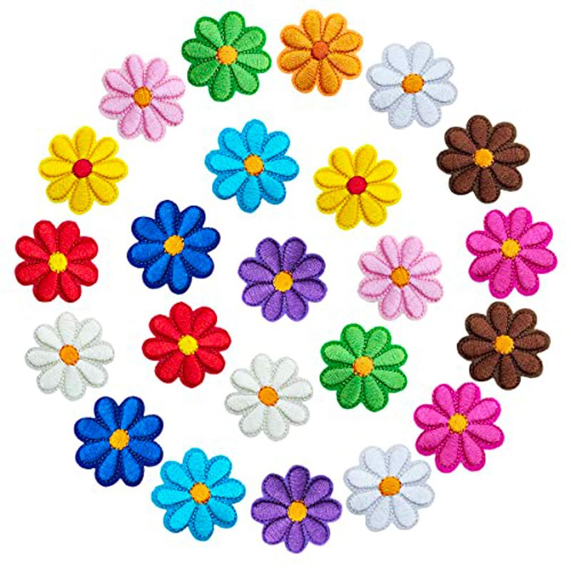 10PCS Embroidery Daisy Sunflower Flowers Sew Iron On Patch Badges Daisy Bag  Hat Jeans Clothes Applique DIY Crafts