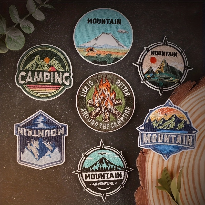 Mountain Patch Nature Adventure Embroidery Patches For Clothing Iron On  Patches On Clothes Wilderness Stripe Patch Camping Badge