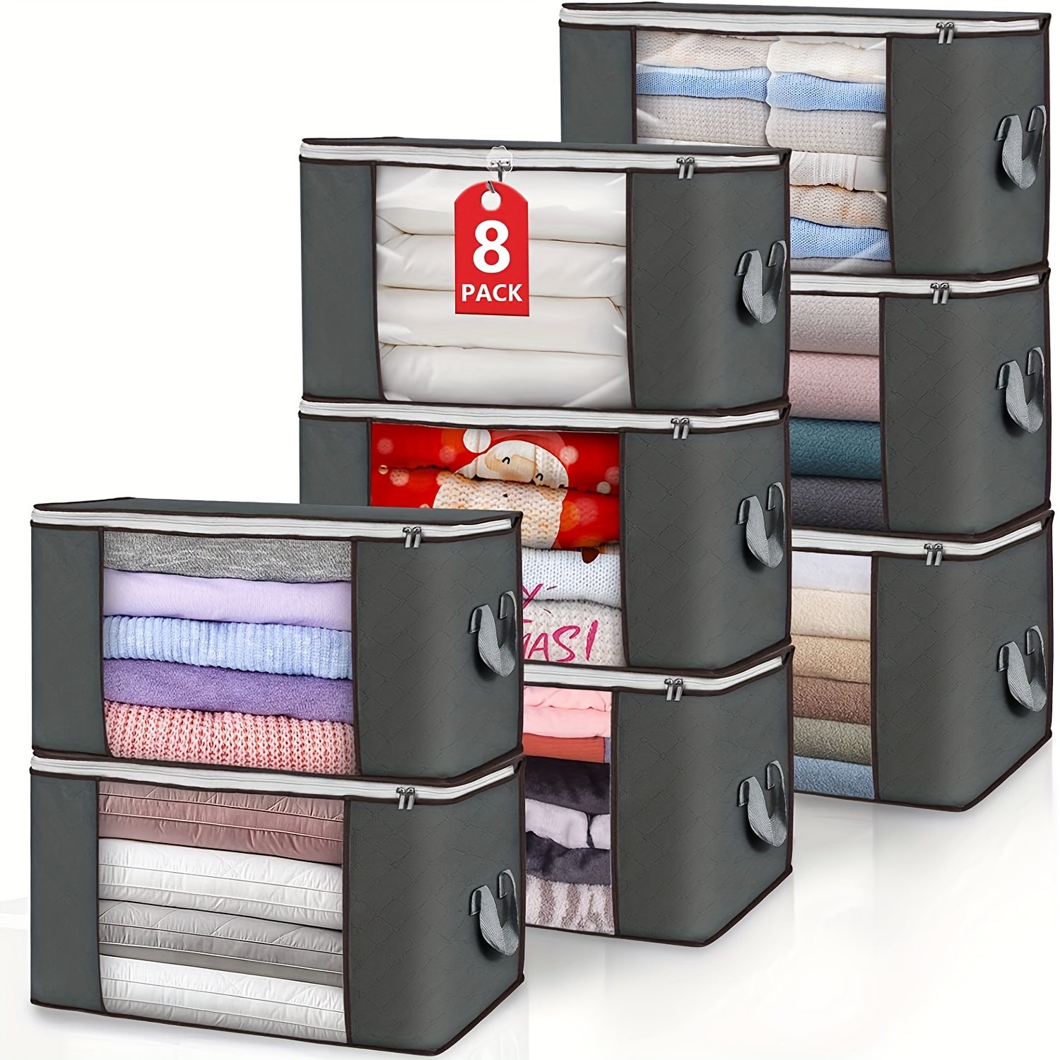Cloth Clothes Steel Transparent Storage Box Bed Sheet Blanket Pillow Shoe  Rack Container Foldable S