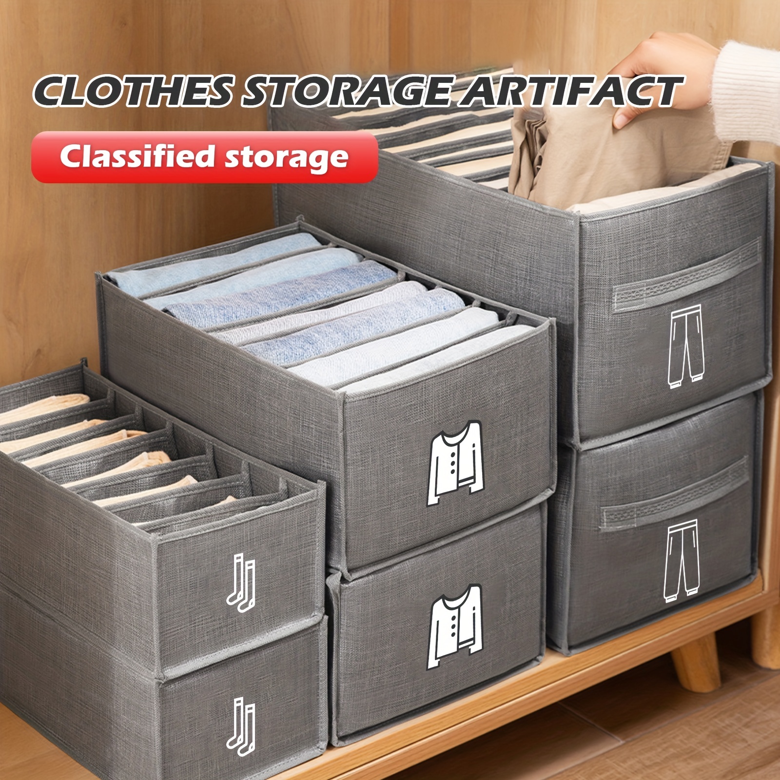 Clothes Storage Drawer Organizer Bin Large Foldable Built in - Temu