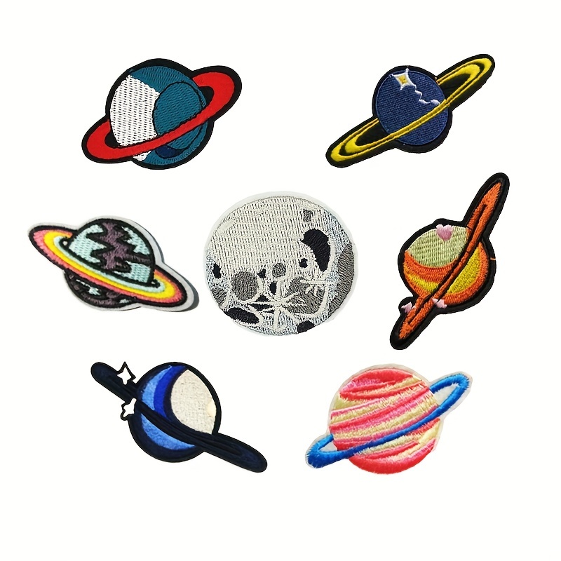 New Arrival Round Space Alien Rocket Eyes Stranger Things UFO Iron Patch  for Clothing Punk Embroidered DIY Parches Applique