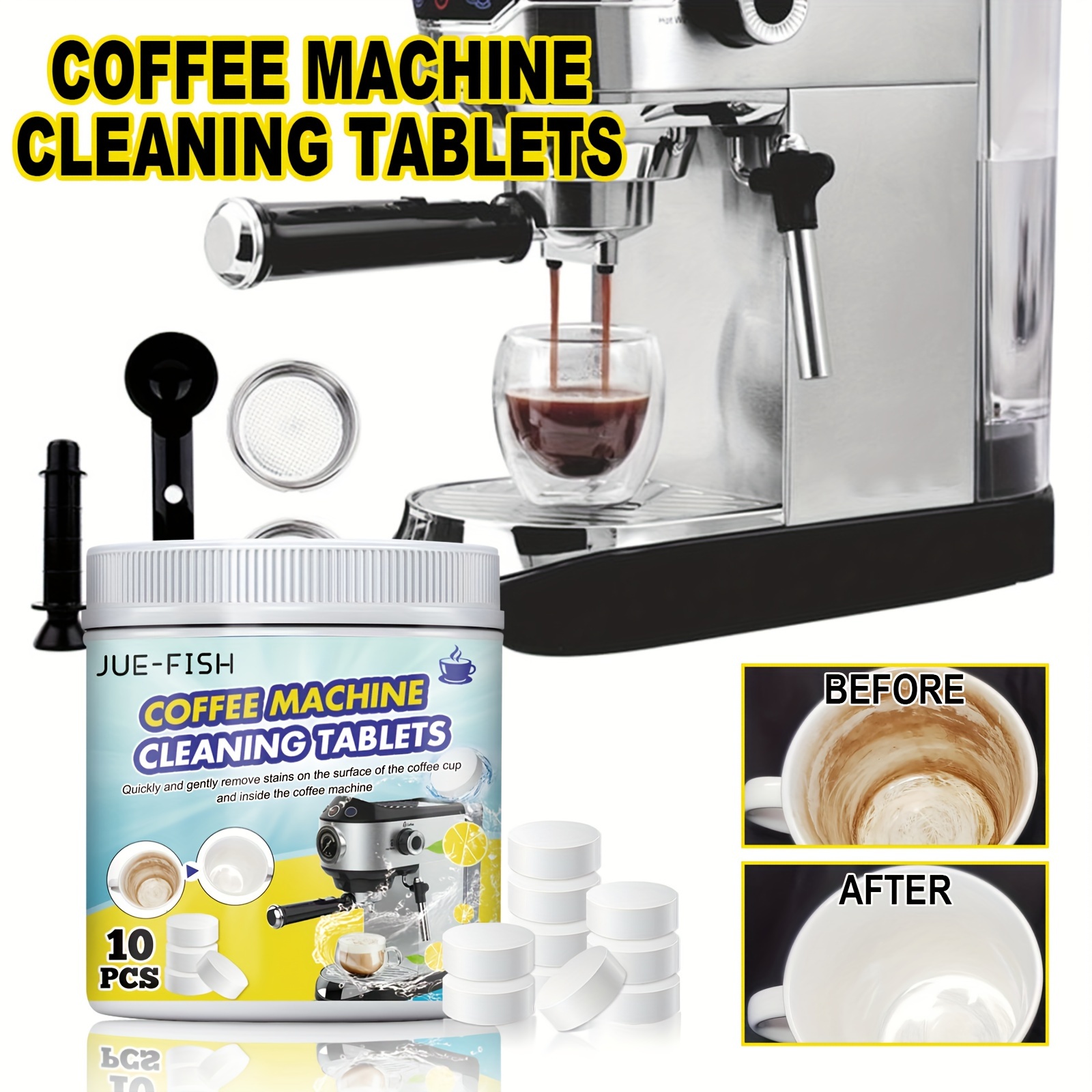 100pcs Machines à café Nettoyage Comprimés effervescents Universel
