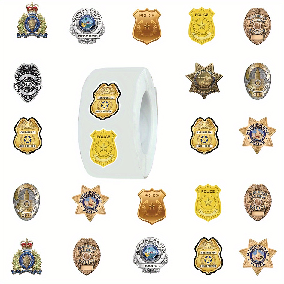 Police, Sheriff and Law Enforcement Patch Shaped Stickers - Badge Stickers  for Kids - Police, Fire, Sheriff and More