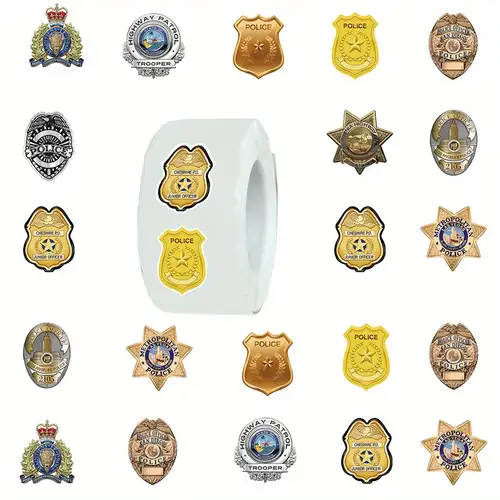 500 Pieces Police Badge Name Tag Stickers Police Label Stickers  Police Office Stickers for Kids Police Birthday Party Supplies : Office  Products