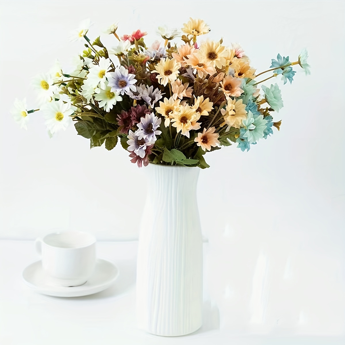 5 pequeñas margaritas blancas cremosas Flores artificiales, cabezas de  flores de seda -  México