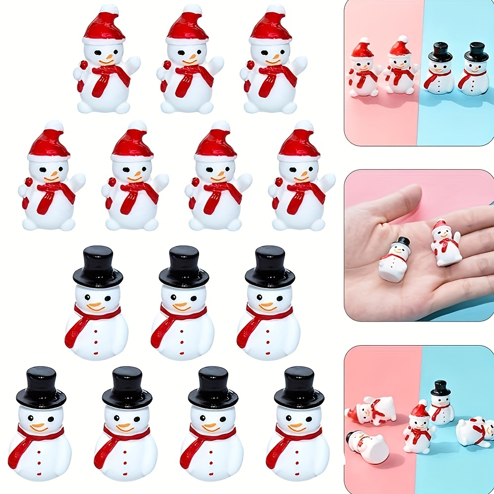 1pc Winter Scarf Snowman, Resin Mini Christmas Ornaments Snowman Christmas  Figurines Decoration