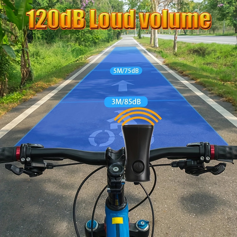  Campana eléctrica de bicicleta de 120 db, bocina súper  impermeable, 6 modos de sonido, timbres de ciclismo de seguridad, anillo de  alarma fuerte, bocina de bicicleta fuerte para bicicleta infantil, bicicleta