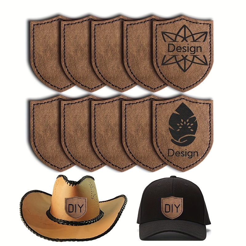 Leather Patches for Hats (10 Pack) Leather Patches for Laser Engraving,  Leather Adhesive Patch, Leatherette Patches, Leather hat Patches for Laser