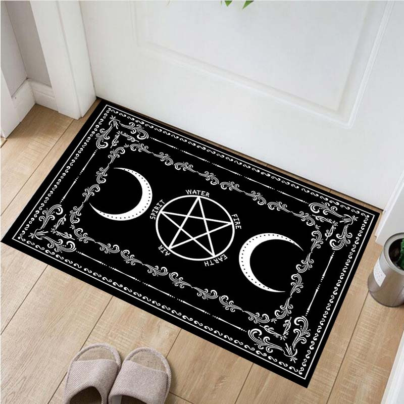 ROMWE Goth 1pc Floral Pattern Door Mat,Dark Waterproof Mat