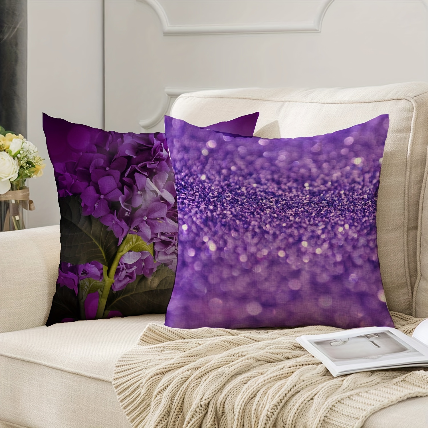 Next home purple outlet cushions