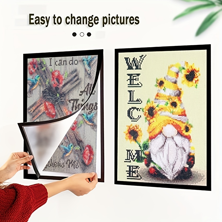 Diamond Painting Frame 30x40cm Diamond Painting Canvas 12x16in with Mat  Diamond Art Frames 2 Pack,Natural Solid Wooden, Protection Glass, Back Mat  And Hanging Kit for Wall Display-White: Photo Frames