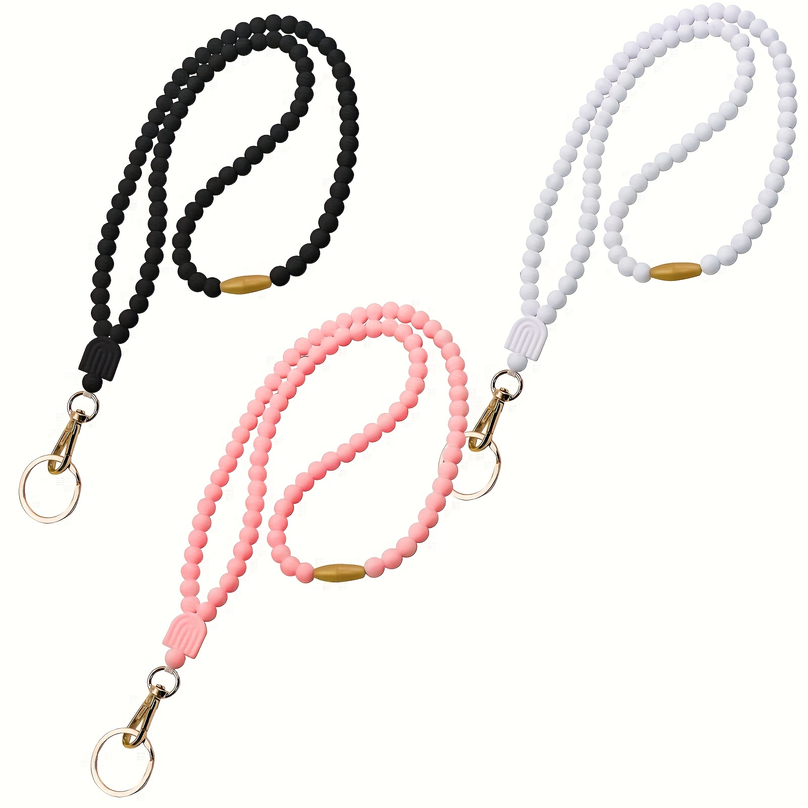 1pc Women's Silicone Coffee Cup Shaped Beaded Keychain String For