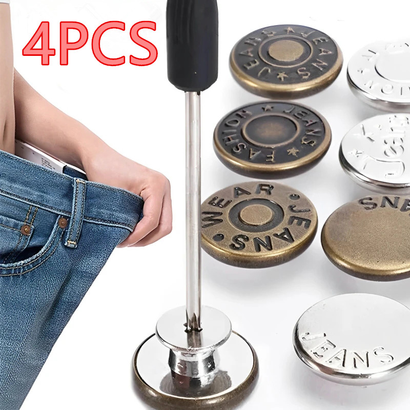  10 Adjustable Jeans Buttons Instant, No Sew Jeans Button Pins,  Replacement 17mm/0.67 inch No Sewing Metal Button, Change Pants Waist Size  Button