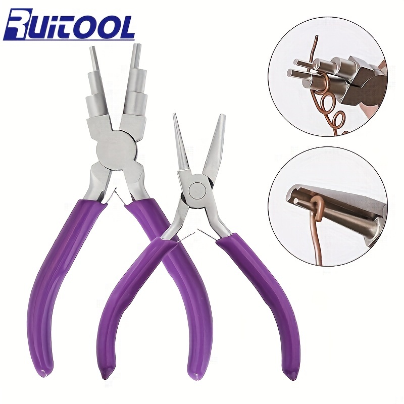 BENECREAT Wire Looping Tool Set with 2Pcs Wire Looping Mandrel and 1Pc 6 in  1 Bail Making Plier for Jewelry Wire Wrapping and Jump Ring Forming
