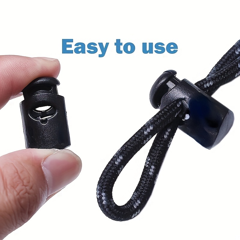 5mm Rope Cord Stopper 30-50pcs Black Cord Locks for 1/4 Elastic Cord Toggle  Cord Cord Adjuster Stopper Cord Toggle Lock 
