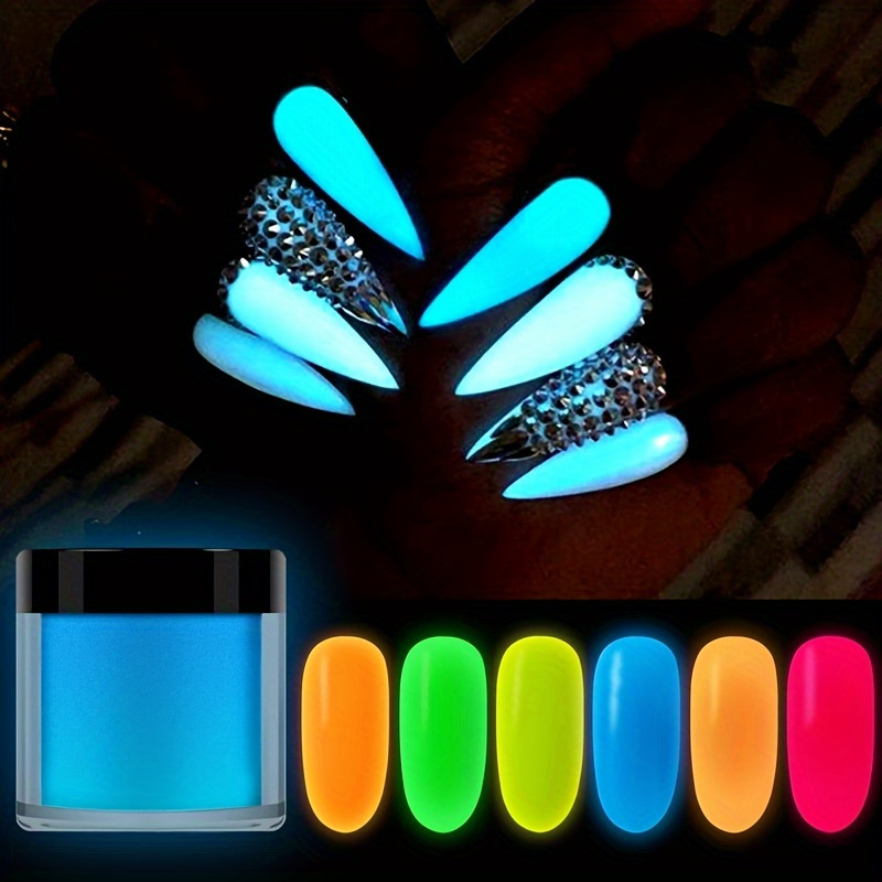 Morovan 12 Colored Acrylic Powder Set Glow in The Dark Nail Powders Luminous Florescent