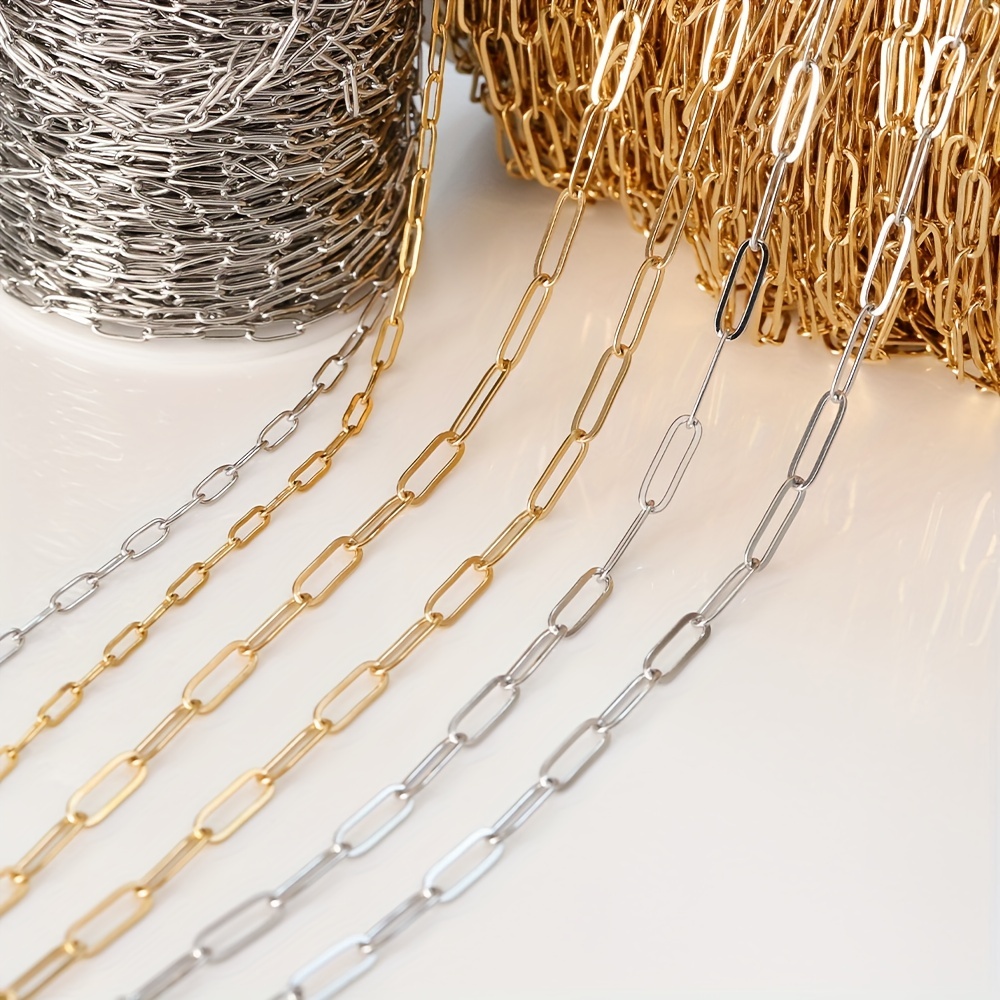 10/2Meters Stainless Steel Paperclip Link Chain Thin Beading Cable