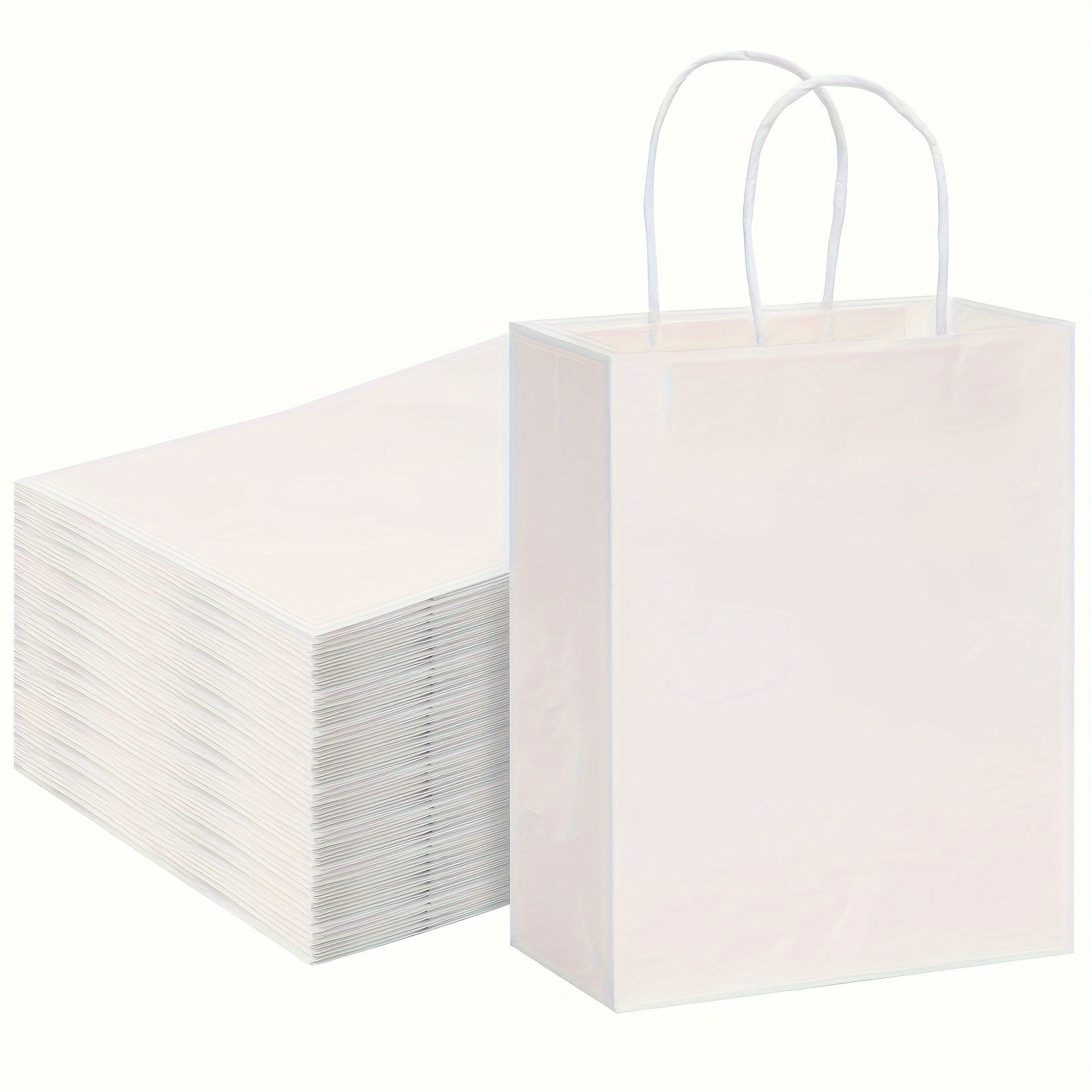 White Paper Shopping Bags with Handles 16x6x12 / White / 100 Pcs