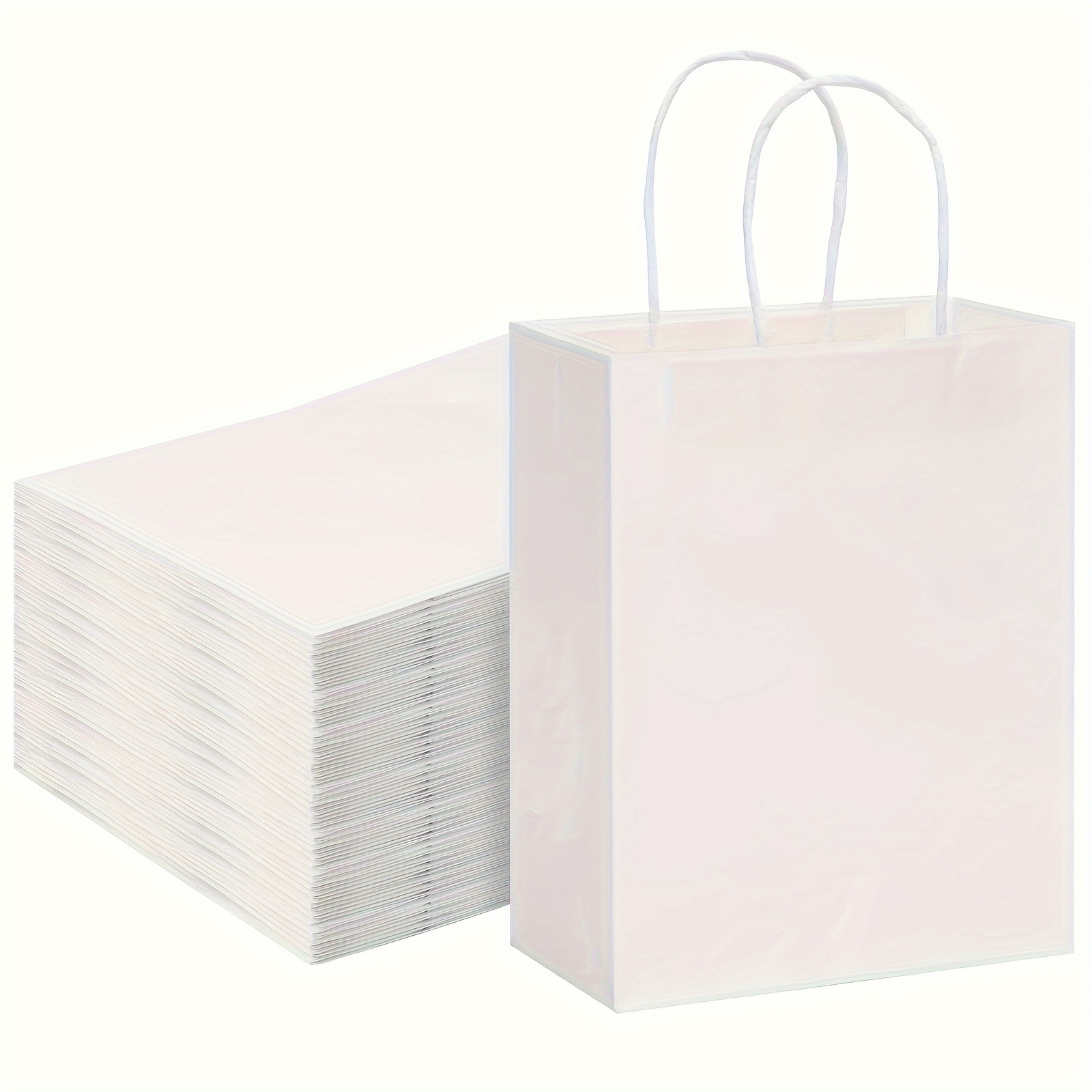 Plain Small Paper Bags Handles Cream White Paper Bags Tote - Temu