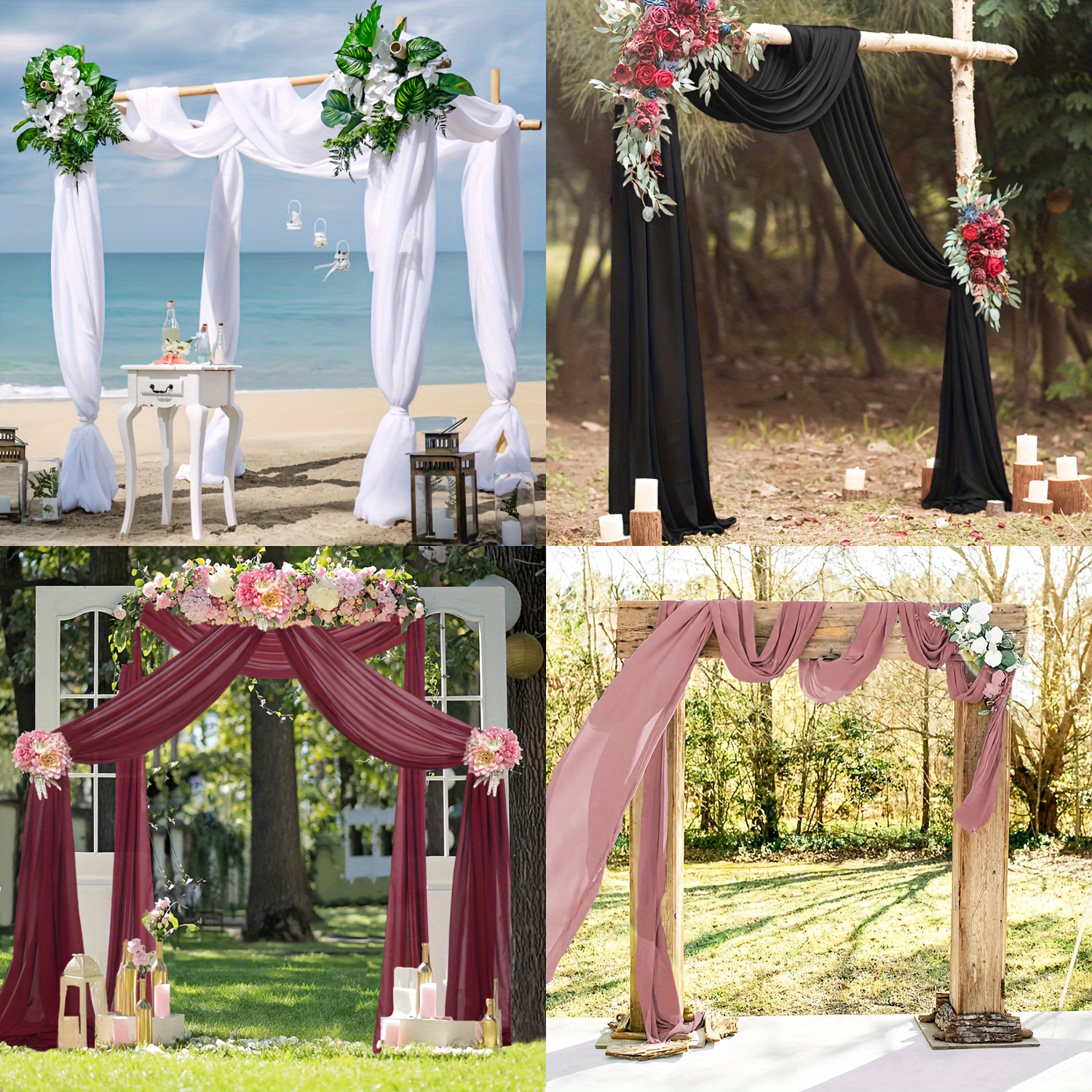 2pc Chiffon Wedding Arch Draping Fabric,75*600CM Wedding Arch