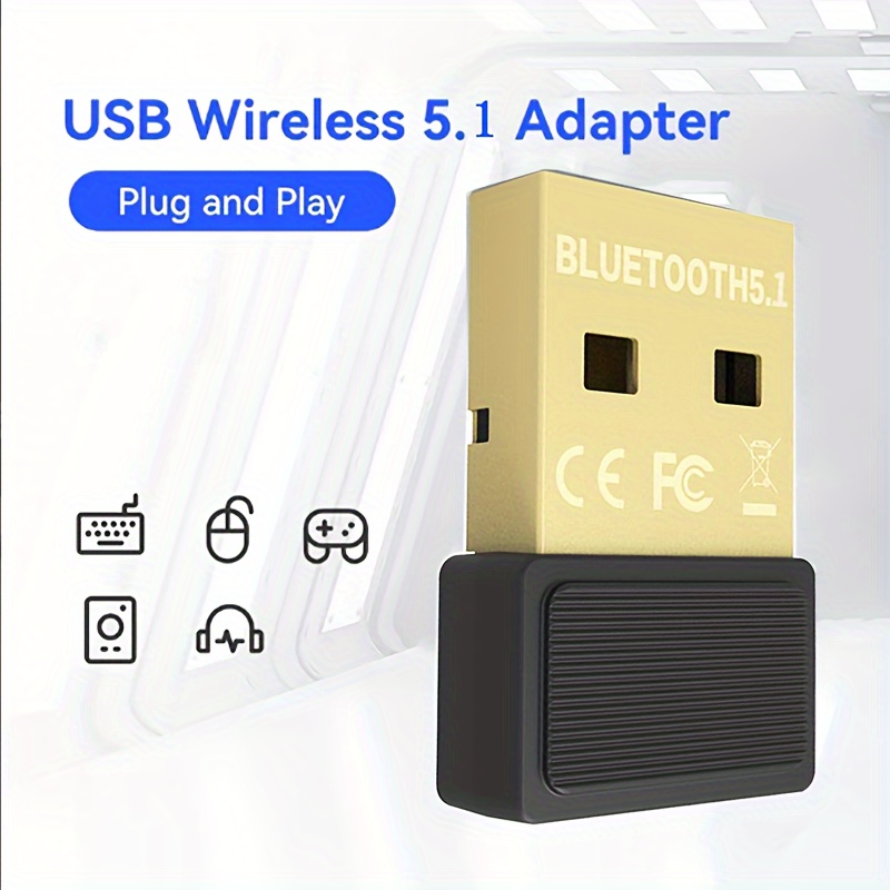 Adaptador Bluetooth USB, adaptador Bluetooth para PC compatible con Win 8.1  10 11 sin controladores, para PC, portátil, teclado, ratón, auriculares