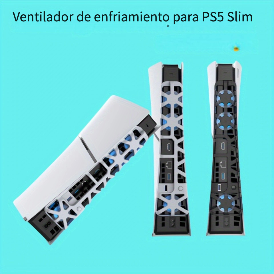  Nepagz Ventilador de refrigeración para consola PS5 Slim  (digital/disco), ventilador silencioso mejorado con 3 ventiladores  ajustables, enfriador PS5 con pantalla táctil y concentrador USB adicional,  : Videojuegos