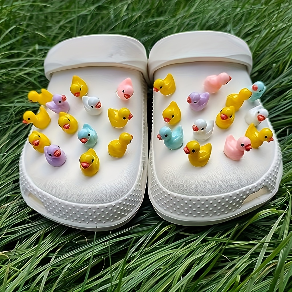 12/24pcs Multi-Color Cool Ducks Kawaii Shoes Charms for Clogs Sandals, Adorable Shoes Accessories Decoration for Boys Girls,Temu