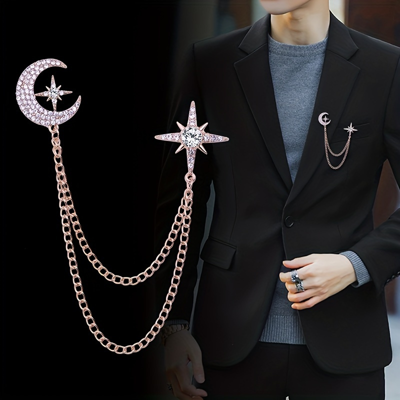 1pc Fashionable Rhinestone Inlaid Star Shaped Brooch -suitable For Both Men  And Women's Daily Wear On Jacket, Suit, Clothing, Hat, Bag Etc.