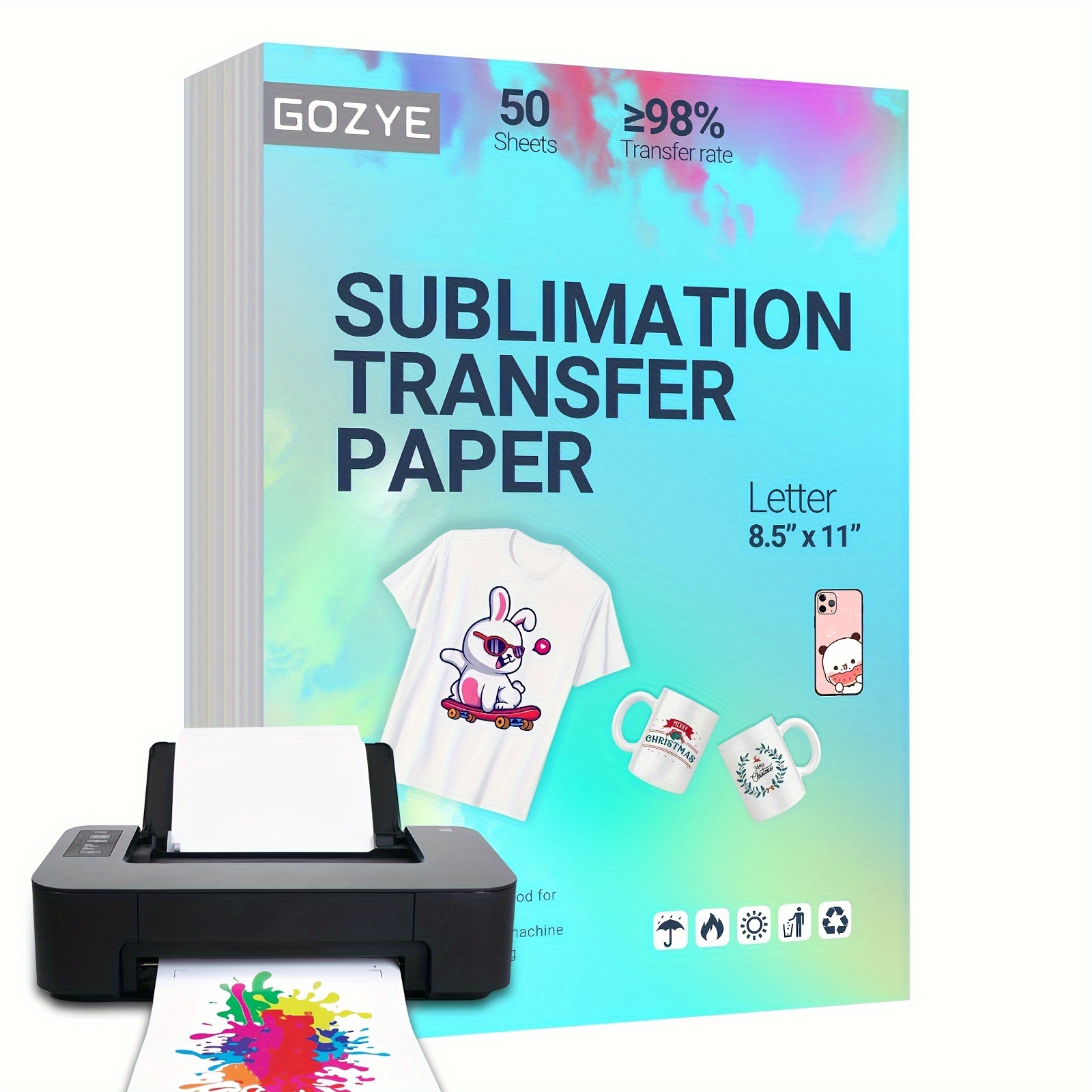 A-SUB Inkjet Printable Iron On Heat Transfer Paper for Dark Fabrics 20  Sheets 8.5x11 Inch DIY Cotton T-shirts Totes Bags 