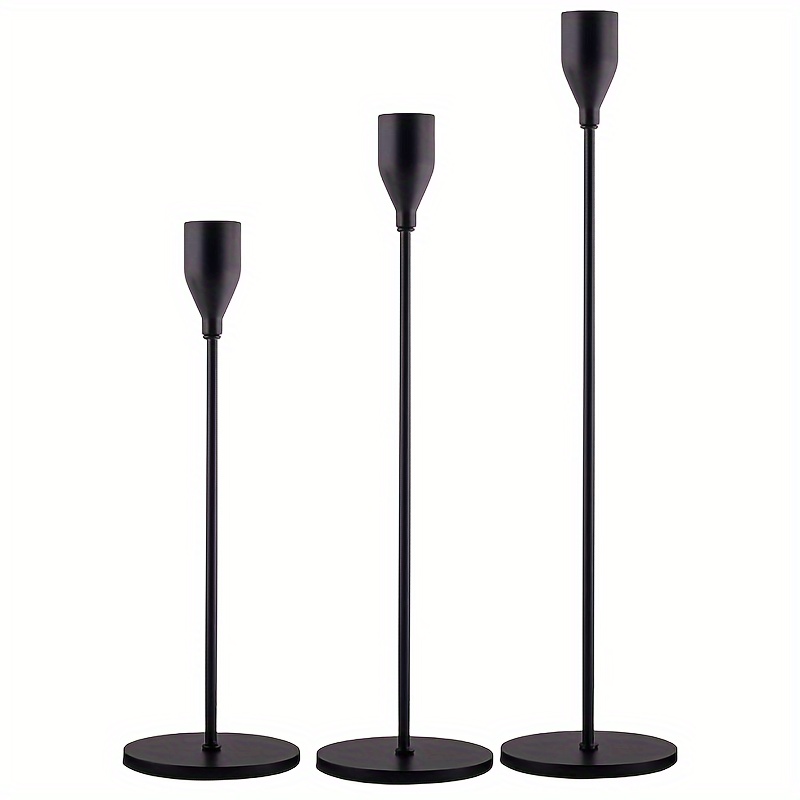 Portavelas de 3 piezas, candelabros de vidrio ámbar para velas cónicas de  3/4 pulgadas, velas de candelita, pieza central de mesa para bodas,  comedor