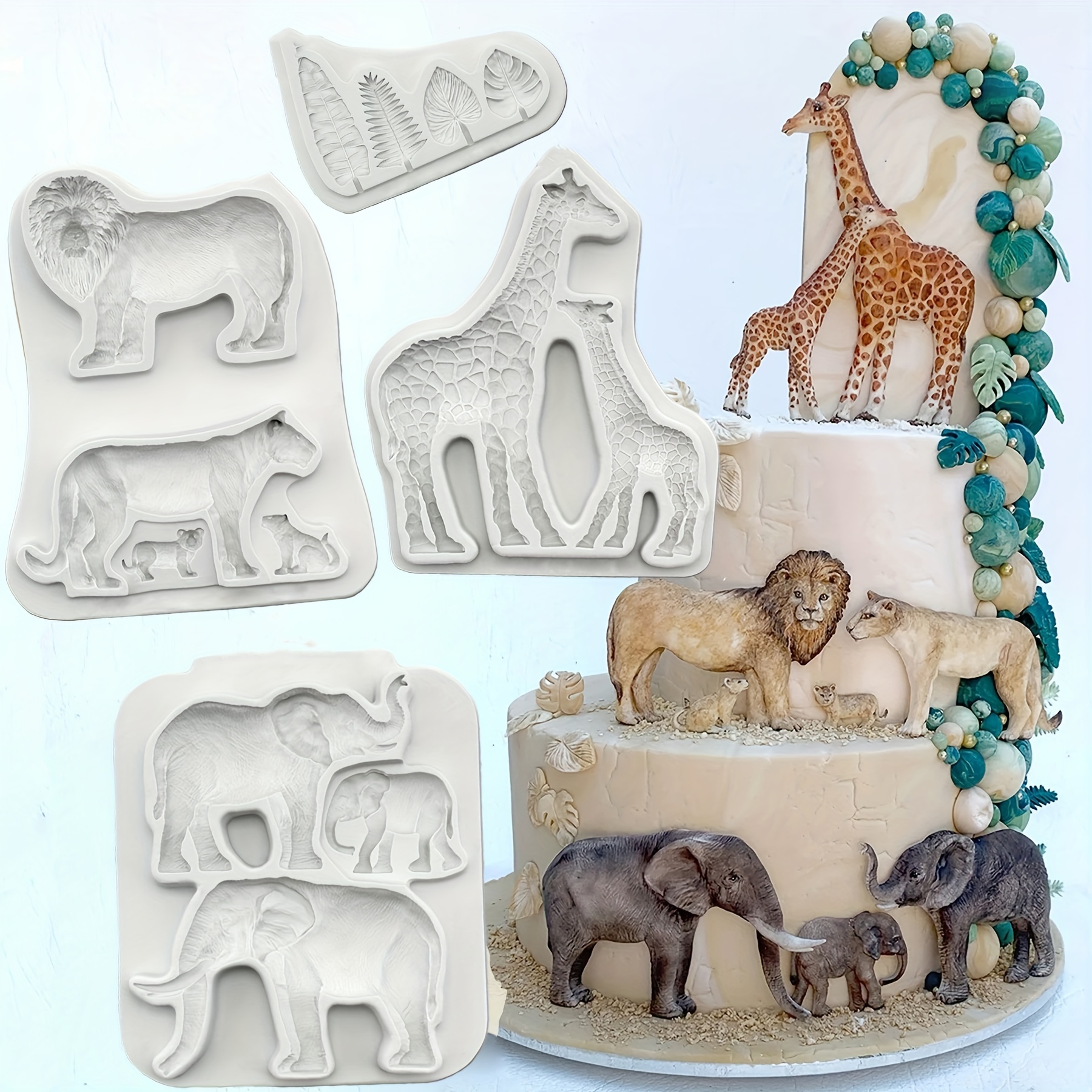 Safari Fondant Cake Toppers Lion Fondant Topper Elephant 