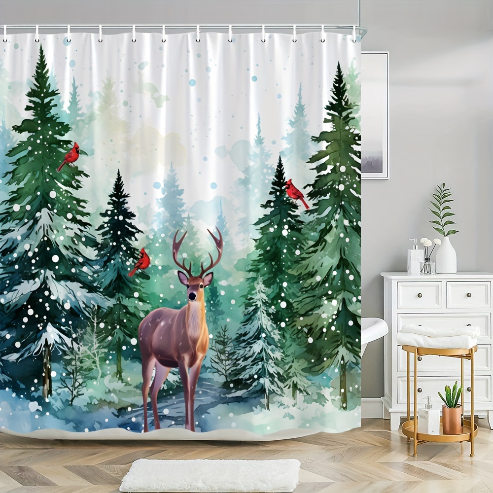 Camo Shower Curtain Black American Flag Elk Moose Wildlife - Temu