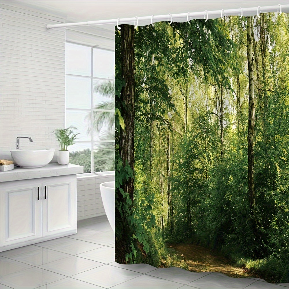 Cortinas de ducha modernas para baño, cortina de ducha de paisaje