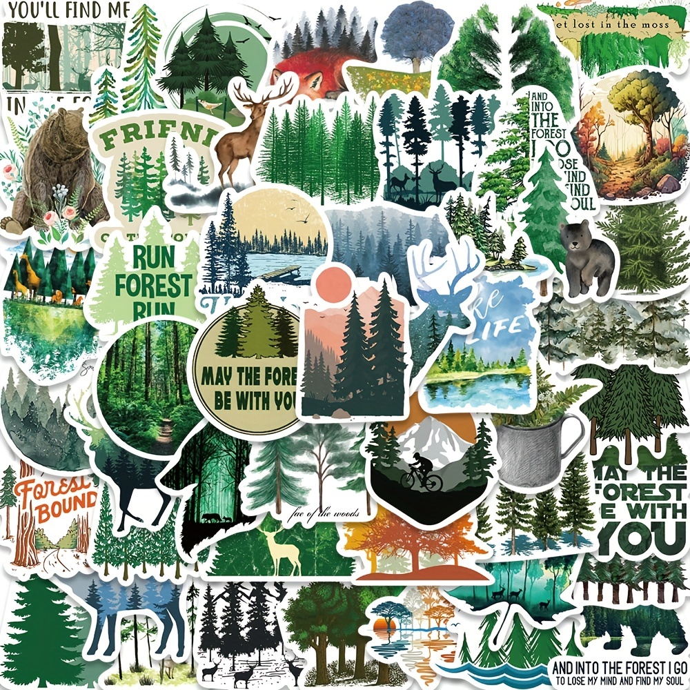 Green Forest Stickers Healing Mobile Phone Case Laptop - Temu