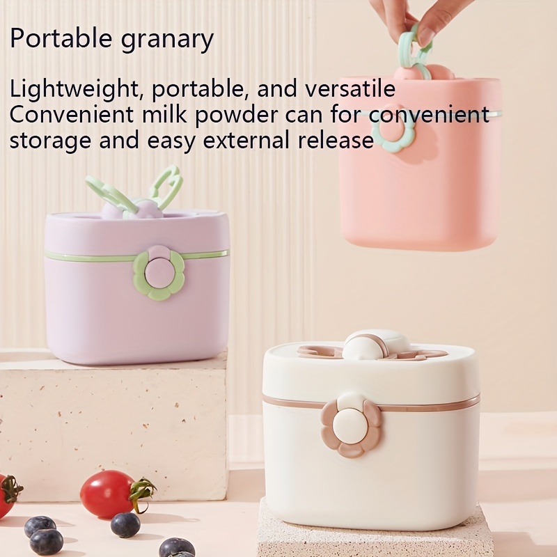 Cute Cartoon Portable Milk Powder Container With Spoon - Pink