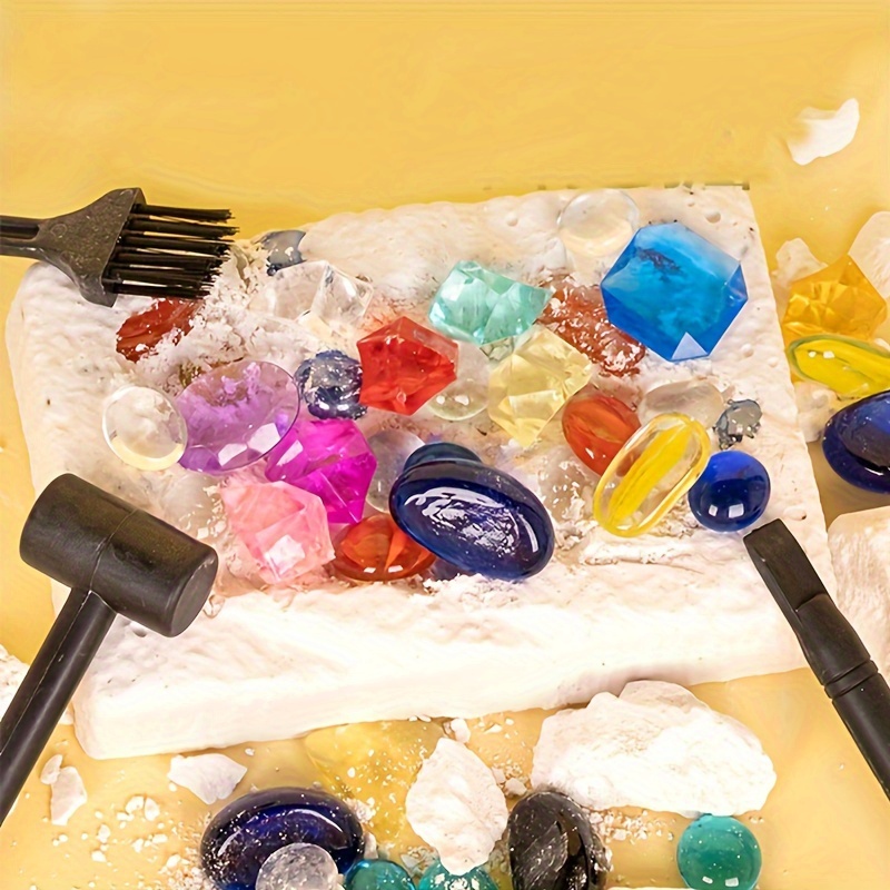 Juego de excavación de piedras preciosas para niños Minerales Excavación 6  piedras preciosas reales DIY collar conjunto de artesanía juguetes  educativos para niños regalo de cumpleaños de niños niñas