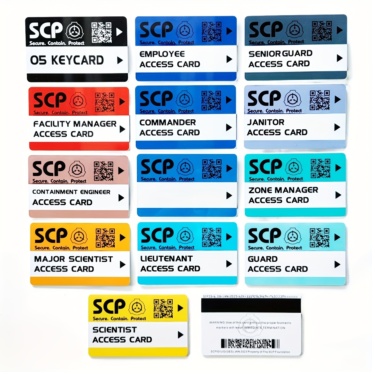 24 Pcs Scp Foundation Keycards PLASTIC CARD Electronic Pass Cosplay Games  Card