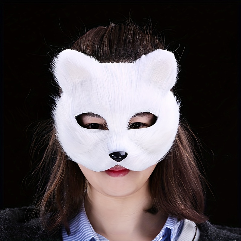 Máscara de gato Therian, máscara de zorro blanca, máscara de cara de gato,  máscara en blanco, máscara de gato sin pintar, media máscara de papel para