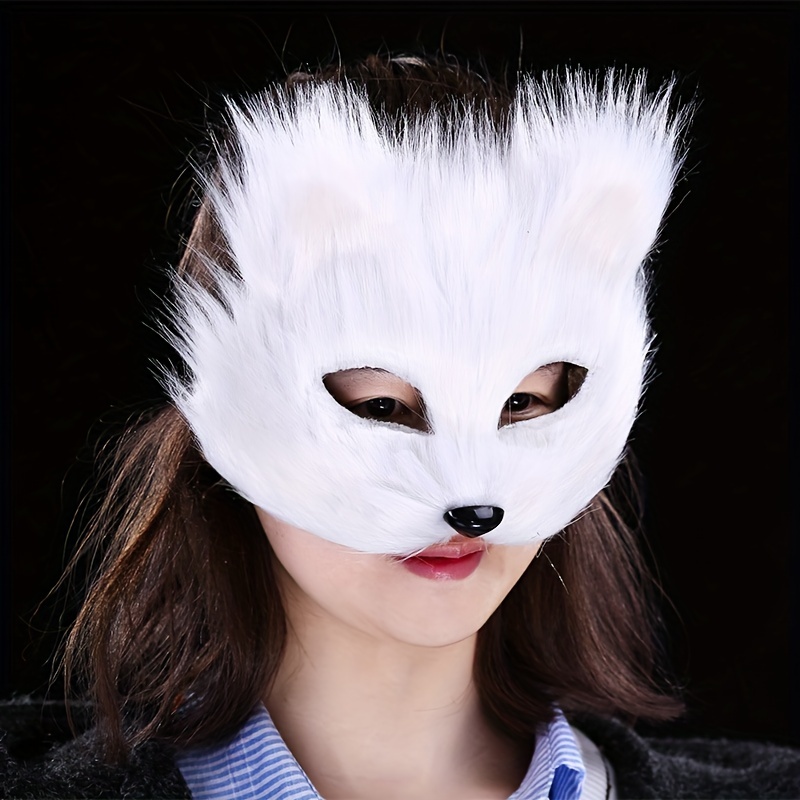 Vivid Cute Sexy White Cat Mask, PU Leather Half Face Mask Dress Up Accessories, Halloween Cosplay Costume Props, Bar Club Rave Party Decors