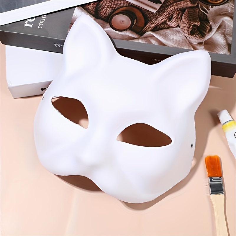 Therian Fox Plastic Mask White /blue/ Red / Black Animal Mask