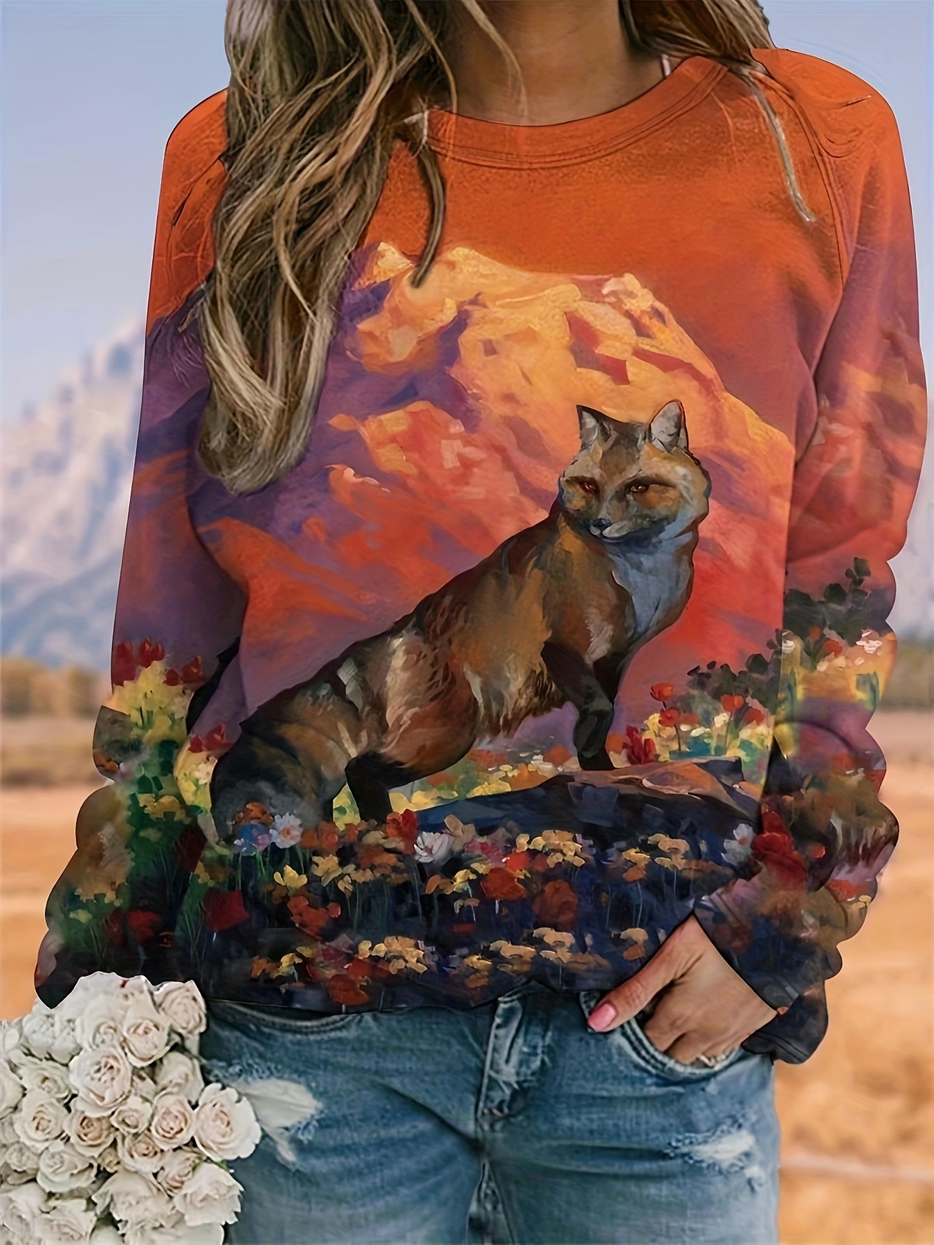 Fox print 2025 jumper womens