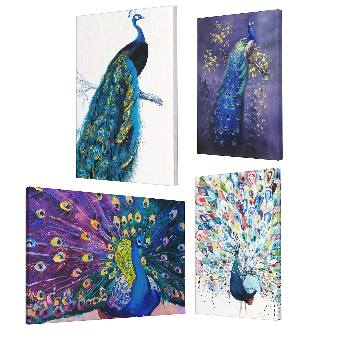 Hd Printed Peacock Painting Canvas Decorative Painting - Temu