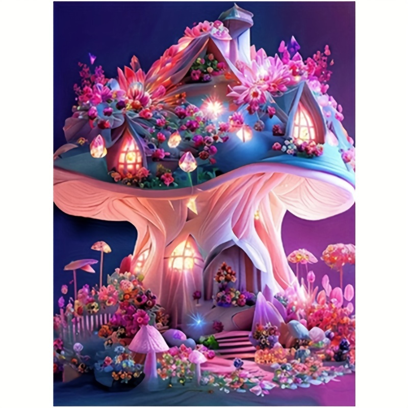 DIY 5D Diamond Painting Kits Rhinestone Mushroom Cottage Fairytale  Landscape Art