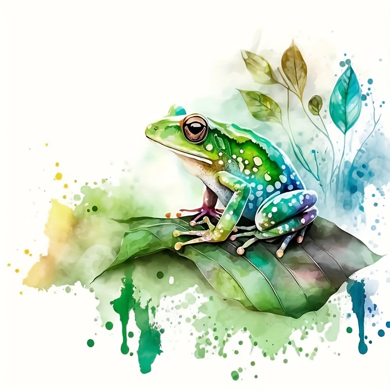 Diy Acrylic Painting Paint By Numbers Kit For Adults Beginner, Colorful  Animals Painting On Canvas With Frame 12x16inch - Colorful Frog