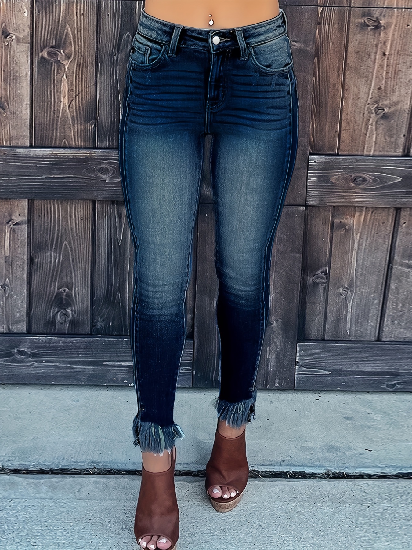 Petite frayed best sale hem skinny jeans